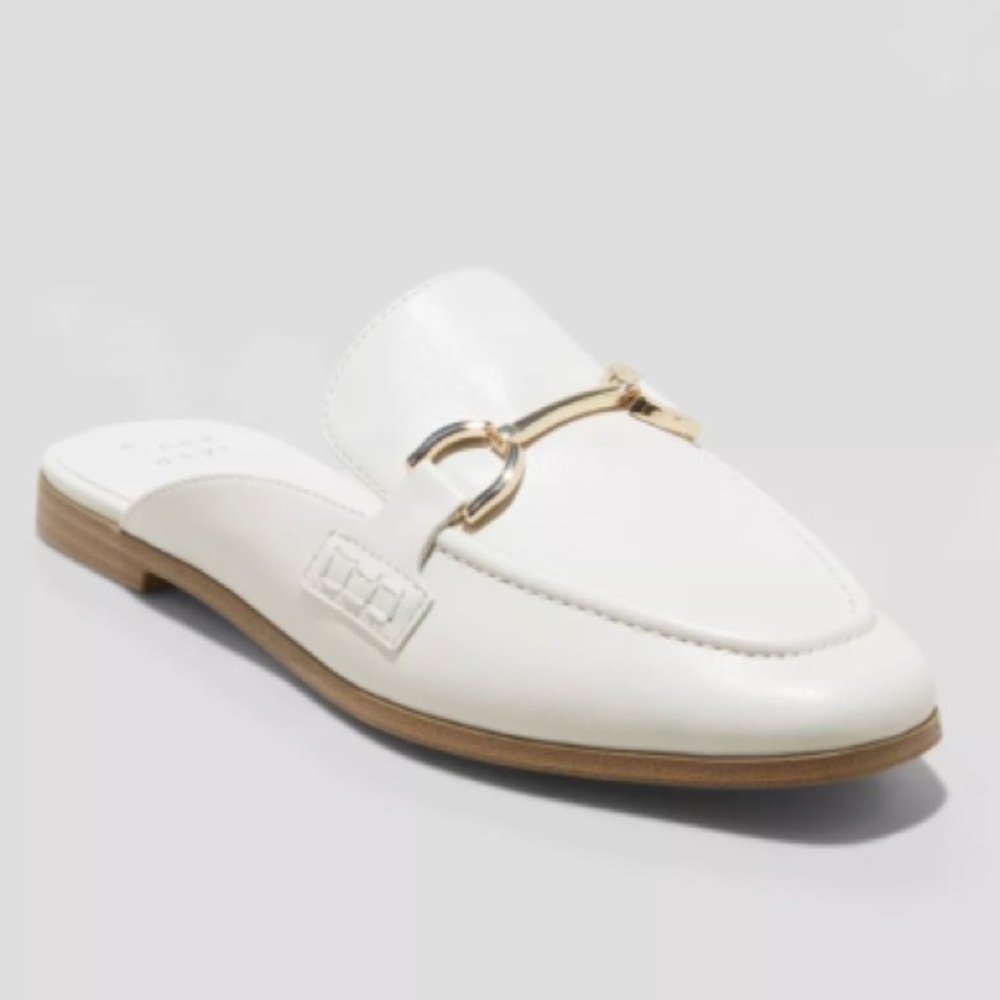 A New Day Women's Sandy Bone Mule Flats  with Memory Foam Insole Various Sizes